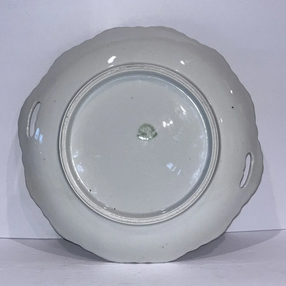 VTG 1920s Pearlescent Leuchtenberg Handled Cake Plate Made in‎ Germany Scalloped